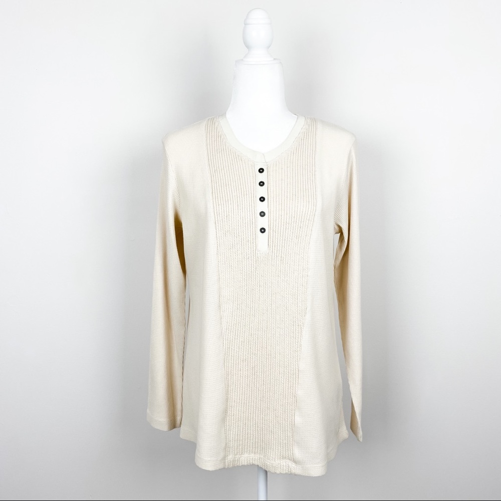Bob Timberlake Cream Size Medium Long Sleeve Thermal Henley Top
